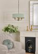 Laura Ashley Sorrento 3 Light Shadelier Matt Antique Brass and Green With Shade