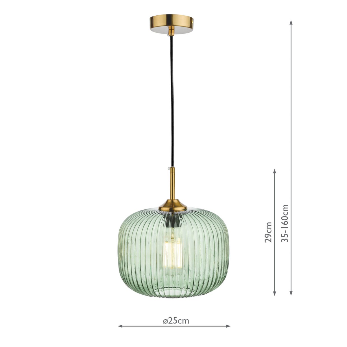 Demarius 1 Light Pendant Green Glass Bronze Detail