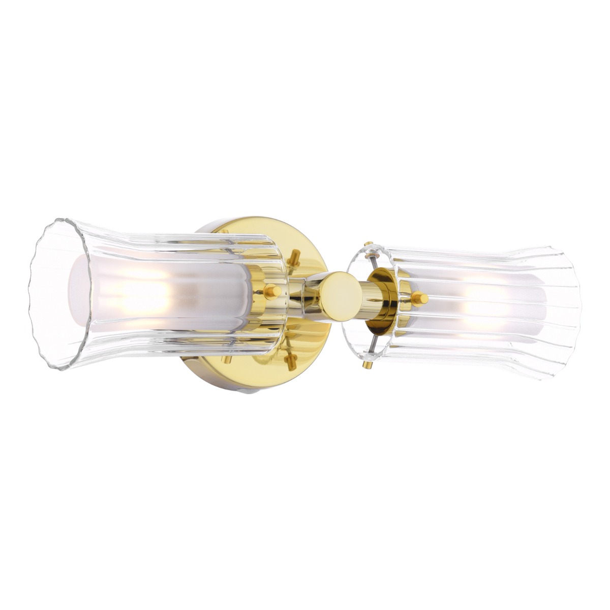 Elba 2 Light Bathroom Wall Light Polished Gold and Glass IP44
