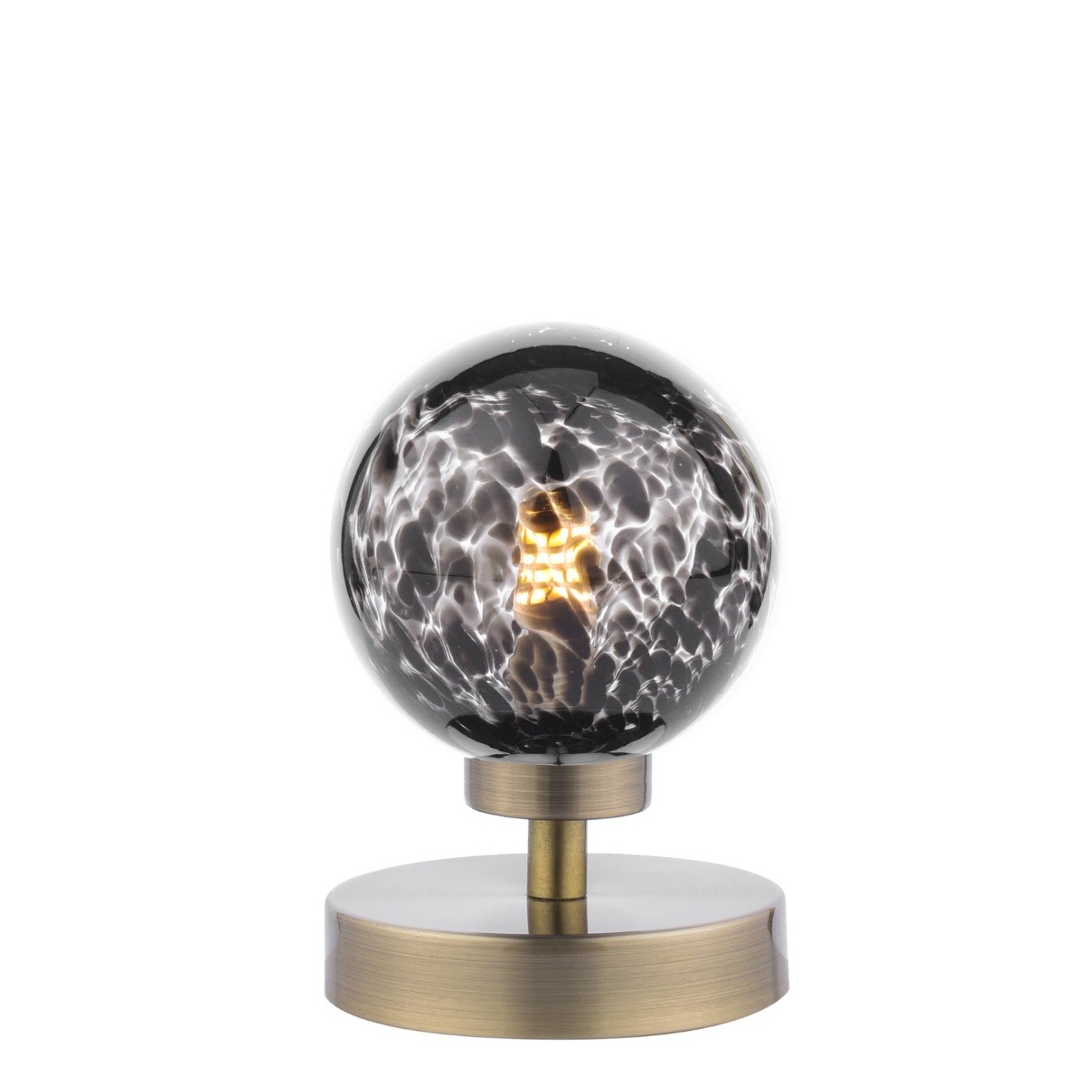 Esben Touch Table Lamp Antique Brass With Black Confetti Glass
