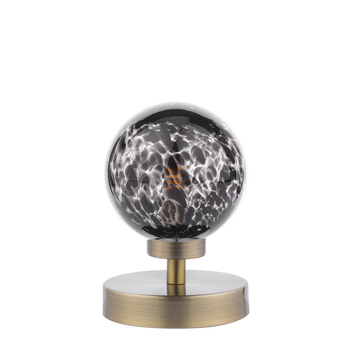 Esben Touch Table Lamp Antique Brass With Black Confetti Glass