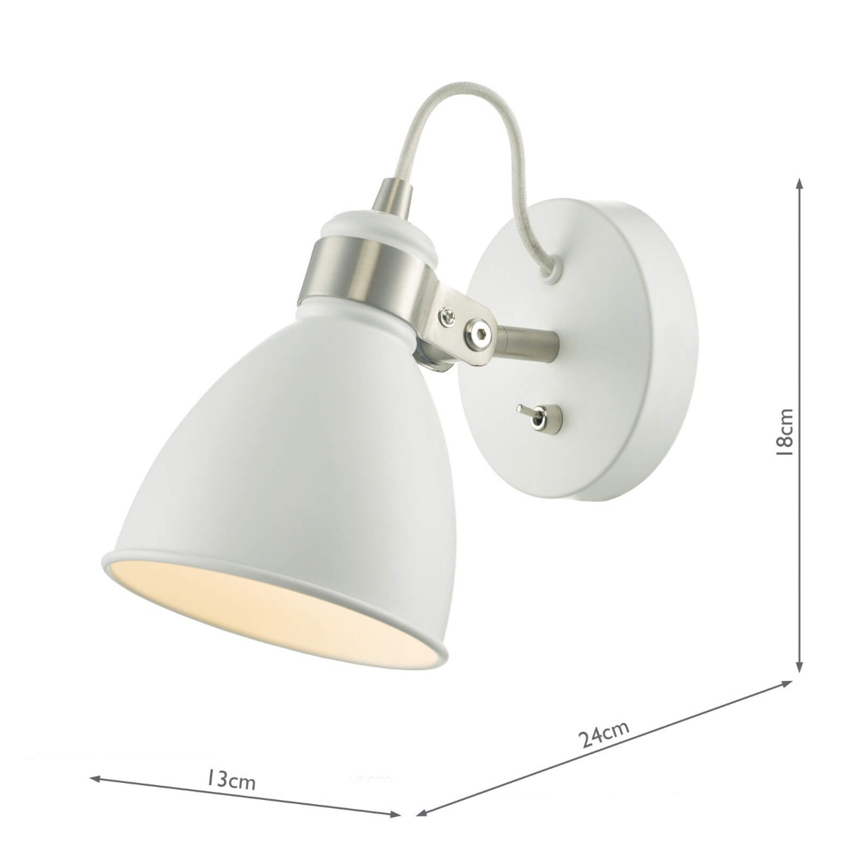 Frederick Single Wall Spotlight White Satin Chrome