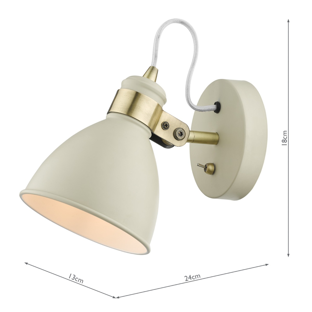 Frederick Single Wall Spotlight Cream Antique Brass