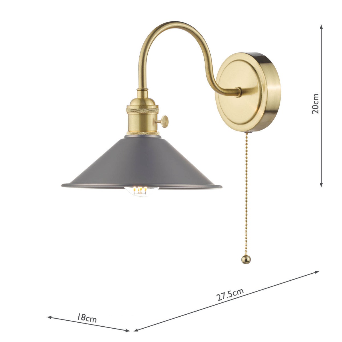 Hadano Wall Light Natural Brass and Pewter Metal Shade 18cm