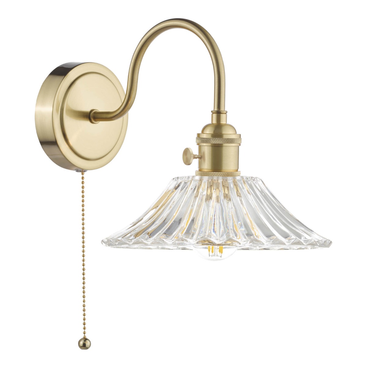 Hadano Wall Light Natural Brass and Clear Flared Glass Shade