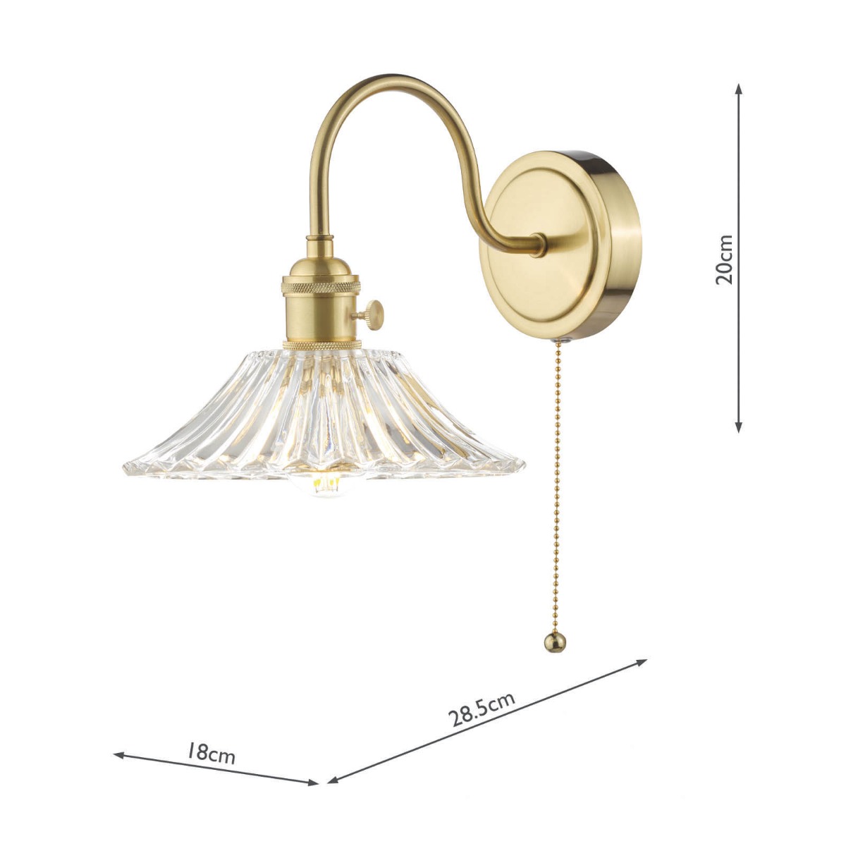 Hadano Wall Light Natural Brass and Clear Flared Glass Shade