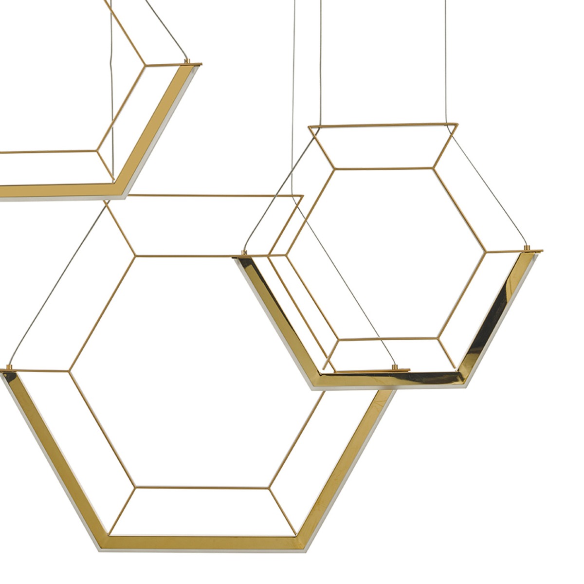 Hexagon 3 Light Pendant Gold LED