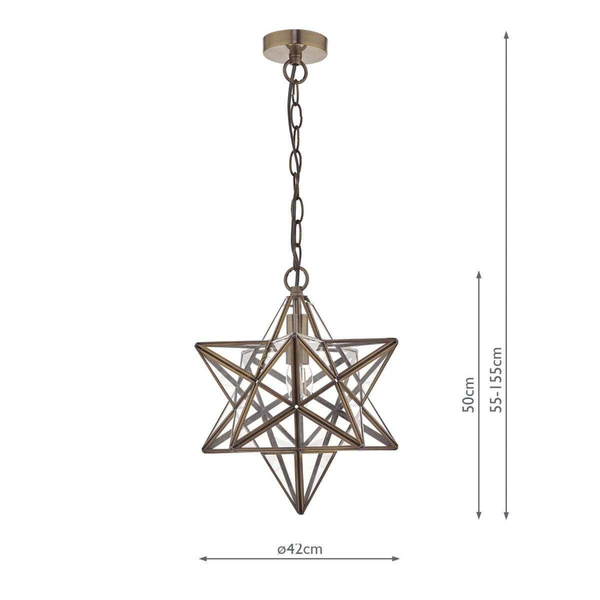 Ilario Large Star Pendant Antique Brass & Glass