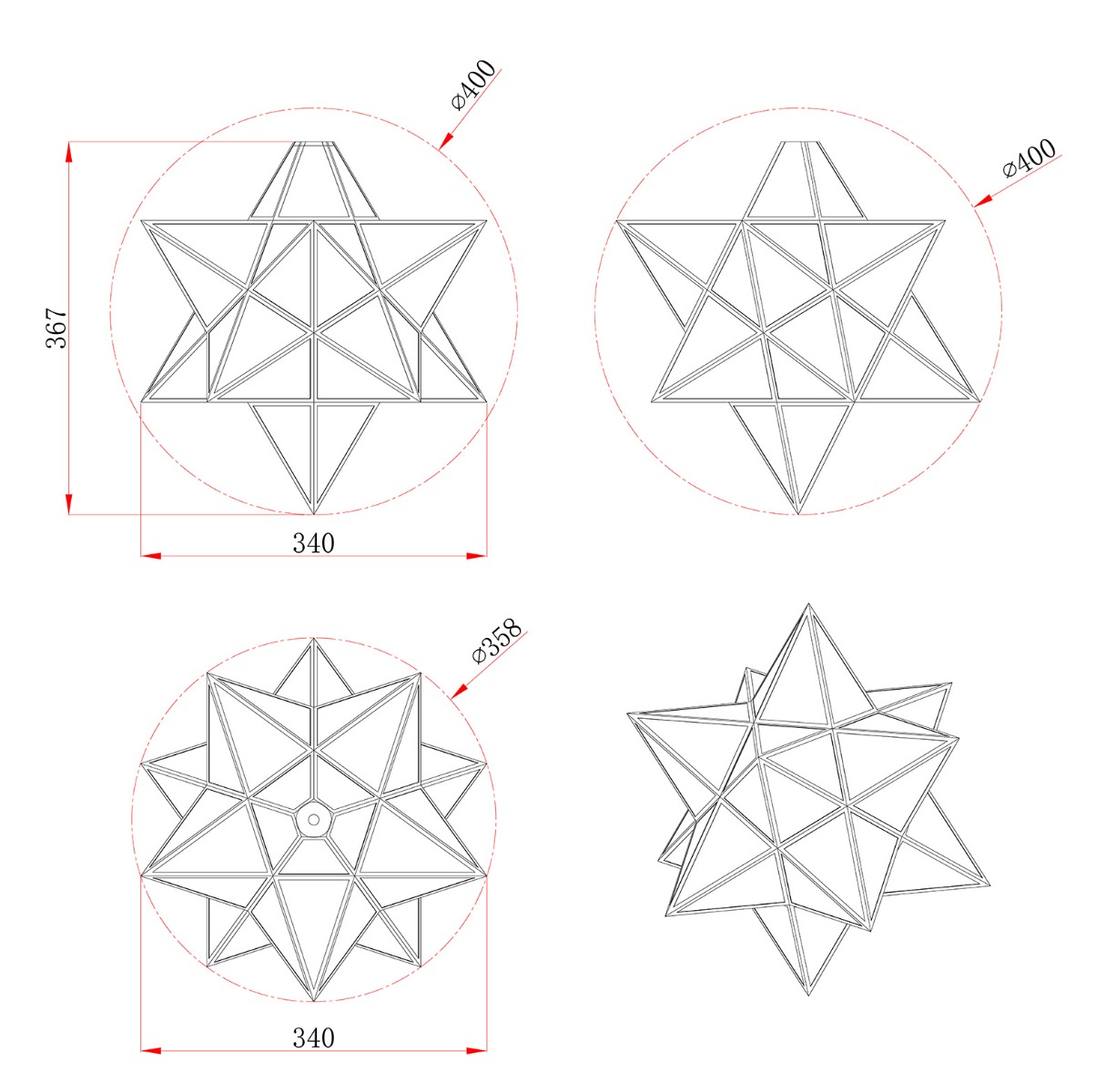 Ilario Large Star Pendant Antique Brass & Glass