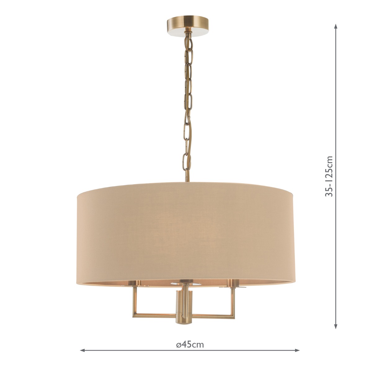 Jamelia 3 Light Shadelier Antique Brass Taupe Shade
