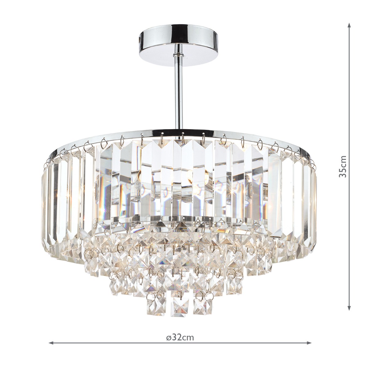 Laura Ashley Vienna 3lt Semi Flush Crystal & Polished Chrome 