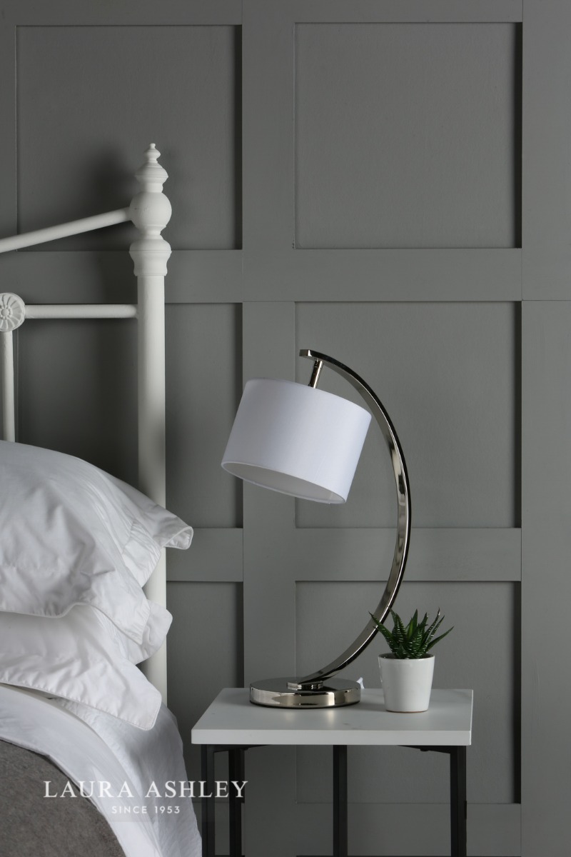 Laura Ashley Noah Table Lamp Brushed Chrome with White Shade