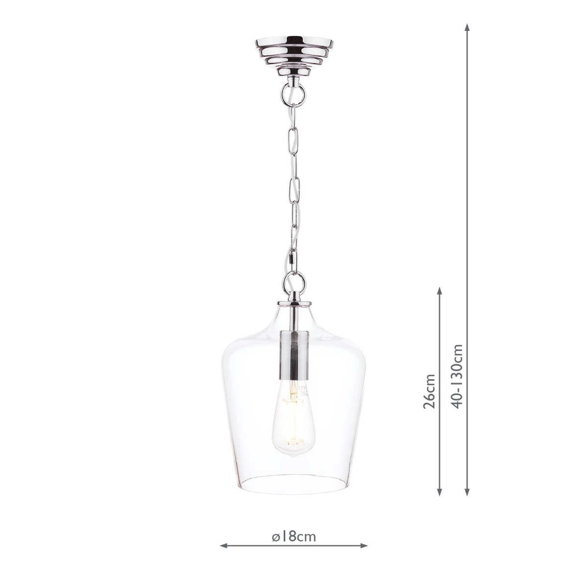 Laura Ashley Ockley Pendant Polished Chrome and Glass