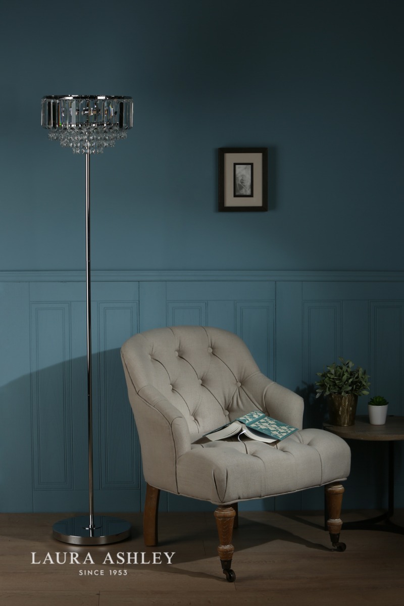 Laura Ashley Vienna 3lt Floor Lamp Crystal & Polished Chrome