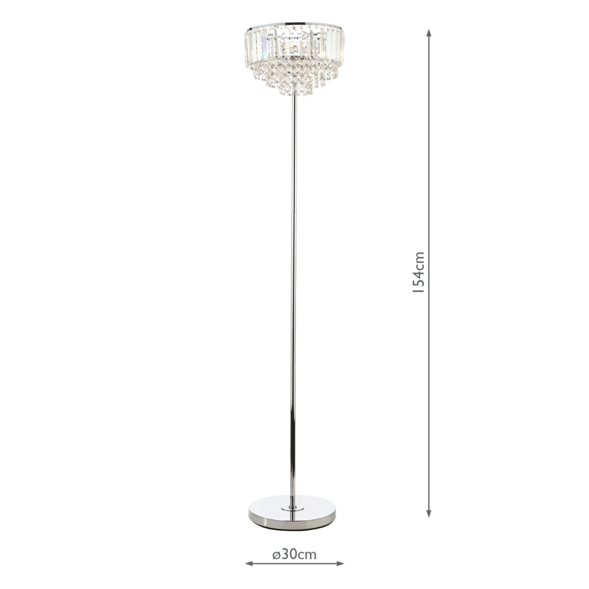 Laura Ashley Vienna 3lt Floor Lamp Crystal & Polished Chrome