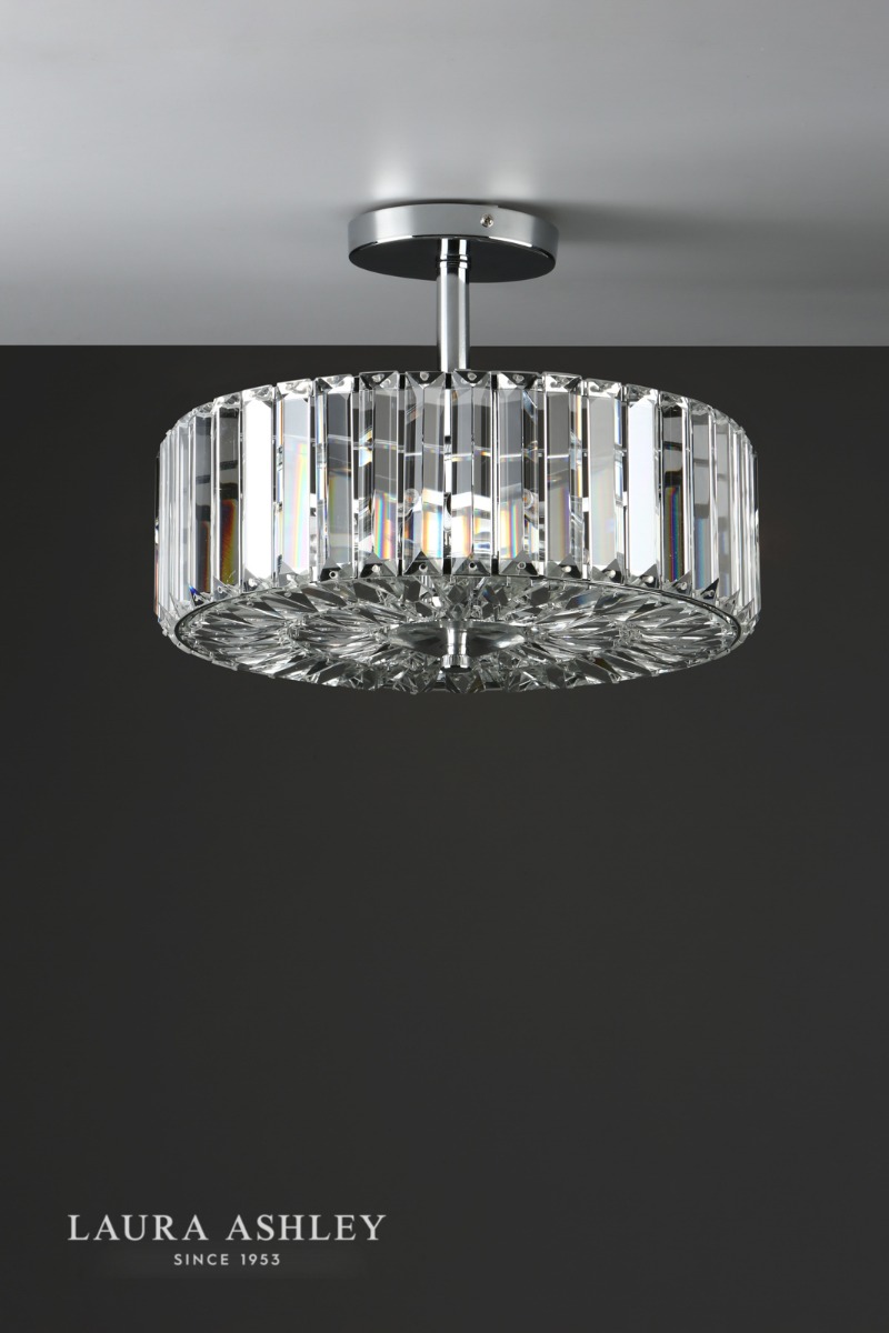 Laura Ashley Fernhurst 3 Light Semi-Flush Crystal and Polished Chrome