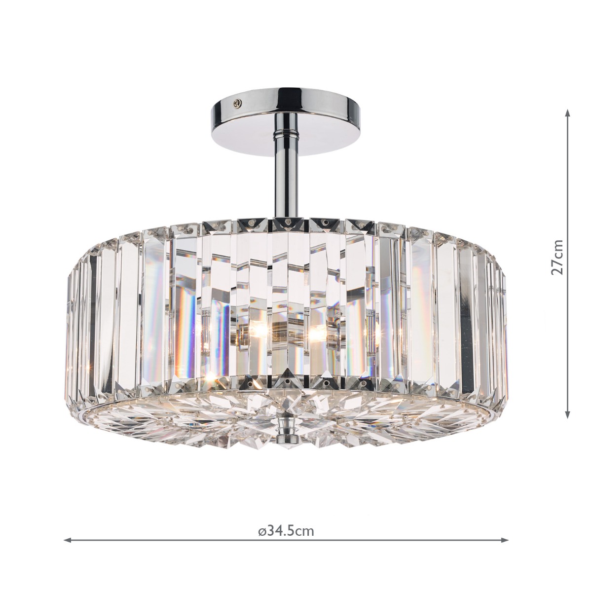 Laura Ashley Fernhurst 3 Light Semi-Flush Crystal and Polished Chrome