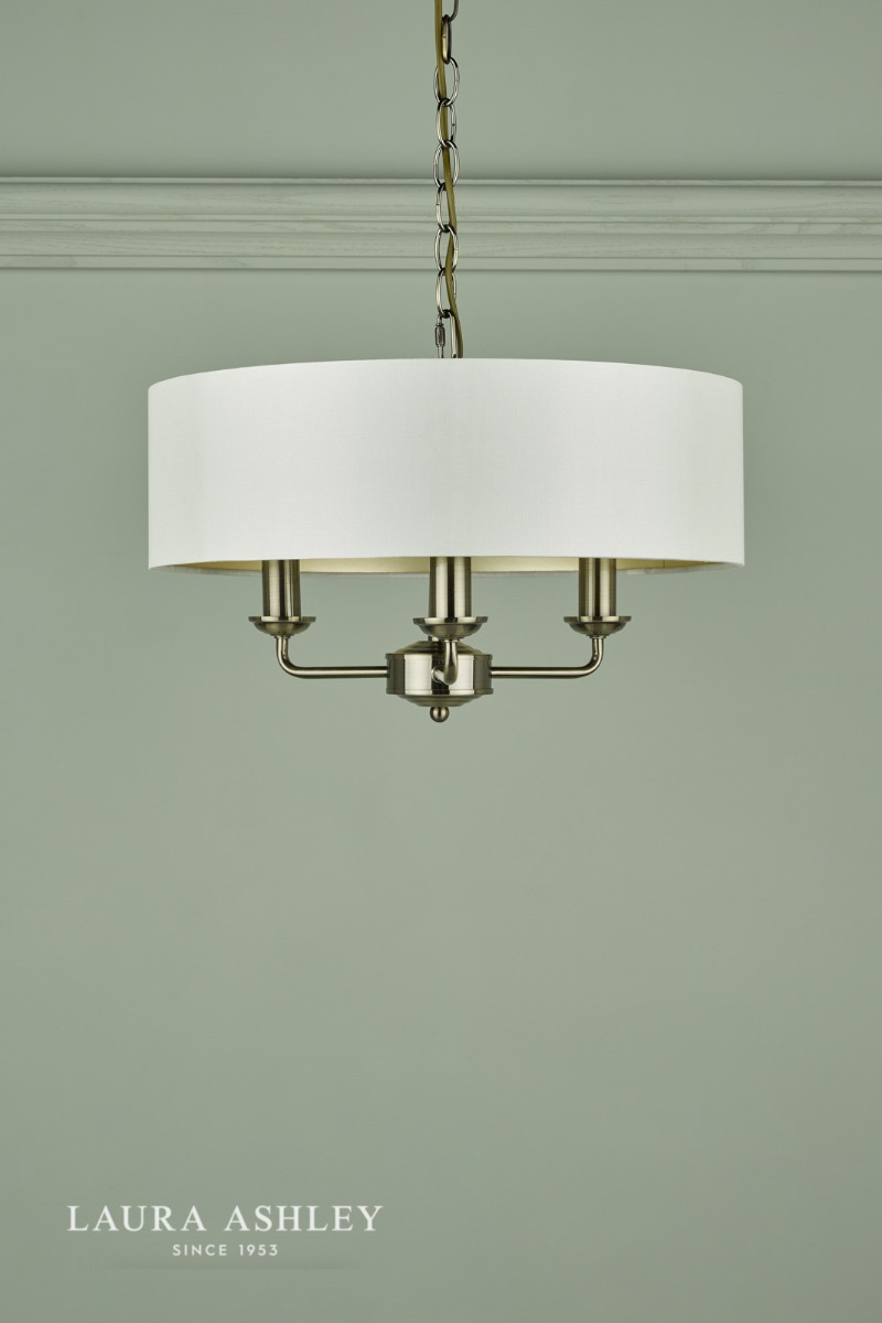 Laura Ashley Sorrento 3 Light Shadelier Antique Brass and Ivory With Shade
