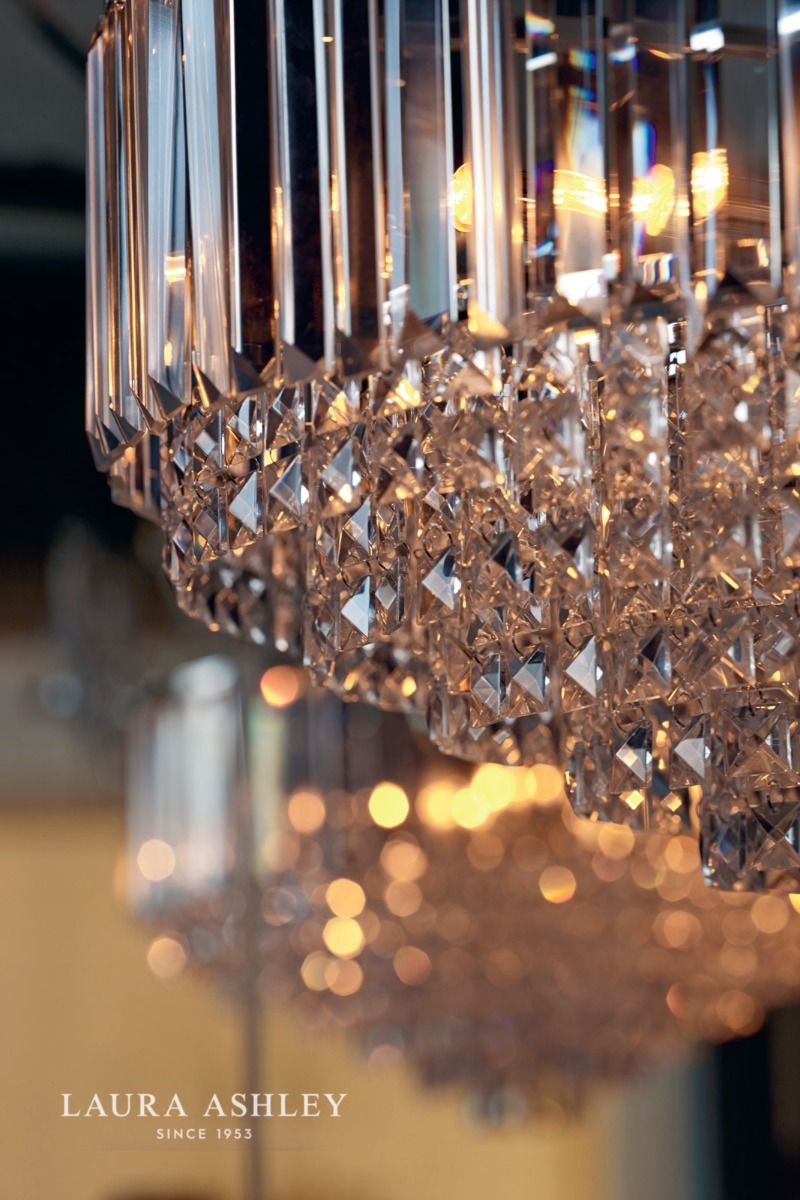 Laura Ashley Vienna 5 Light Semi-Flush Crystal and Antique Brass