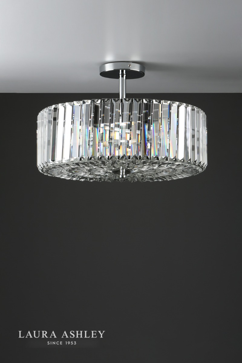 Laura Ashley Fernhurst 4 Light Semi-Flush Crystal and Polished Chrome