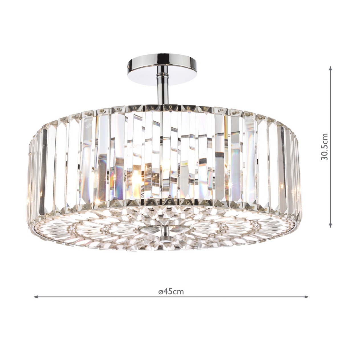 Laura Ashley Fernhurst 4 Light Semi-Flush Crystal and Polished Chrome
