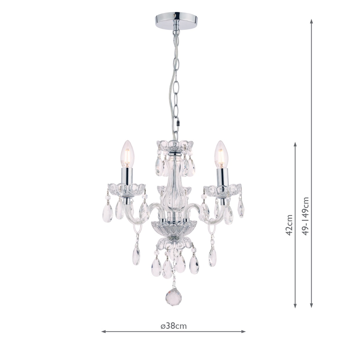 Laura Ashley Harriet 3 Light Chandelier Ribbed Glass and Polished Chrome