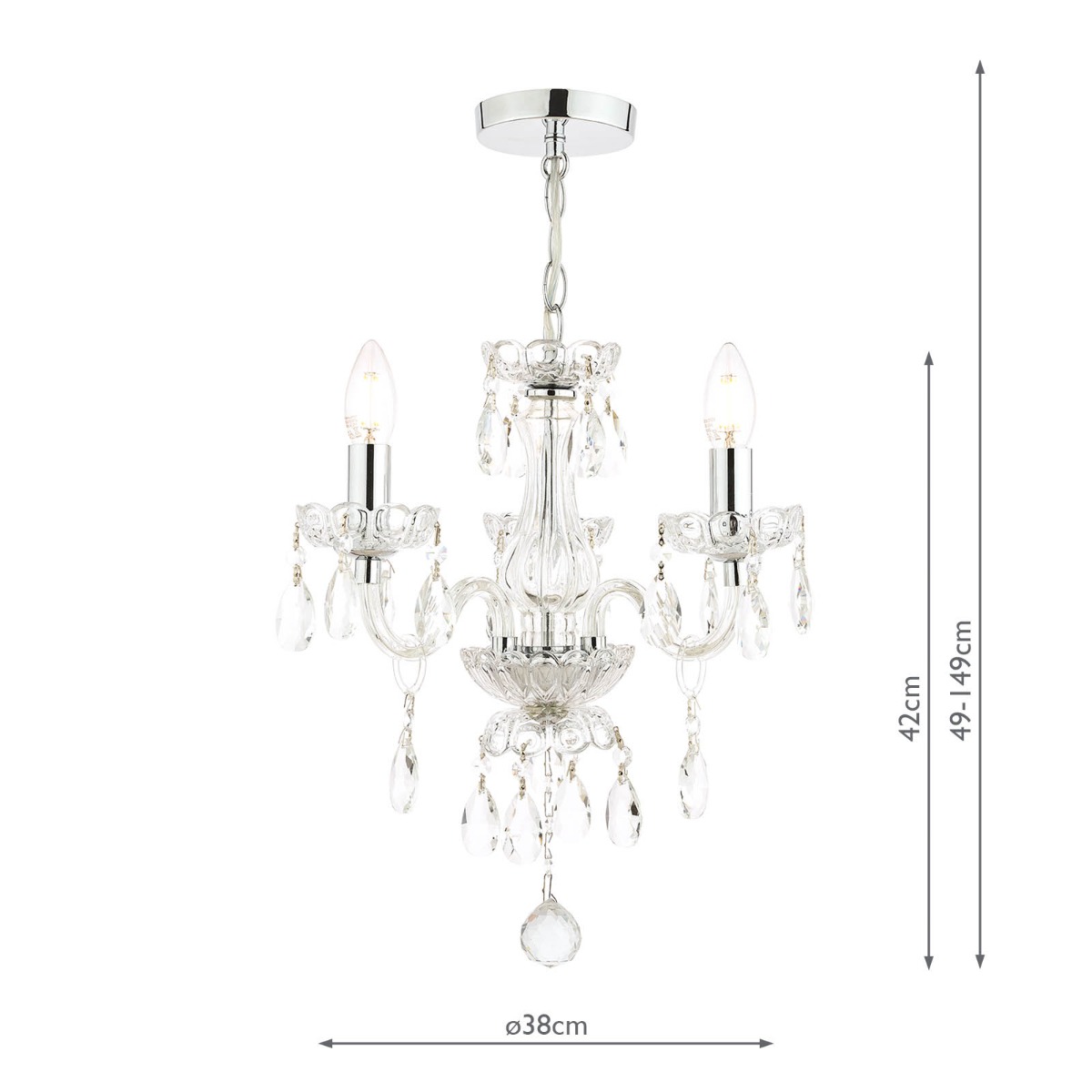 Laura Ashley Harriet 3 Light Chandelier Ribbed Glass and Polished Chrome