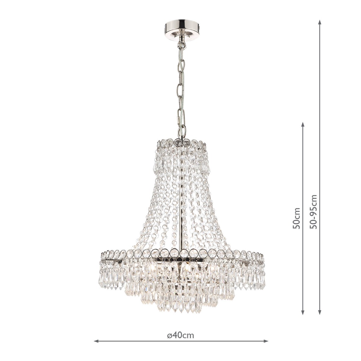 Laura Ashley Enid 5 Light Chandelier Faceted Glass and Polished Nickel