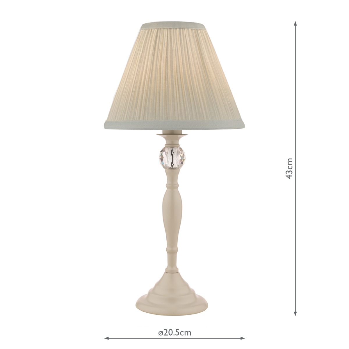 Laura Ashley Ellis Table Lamp Satin Grey and Crystal With Shade