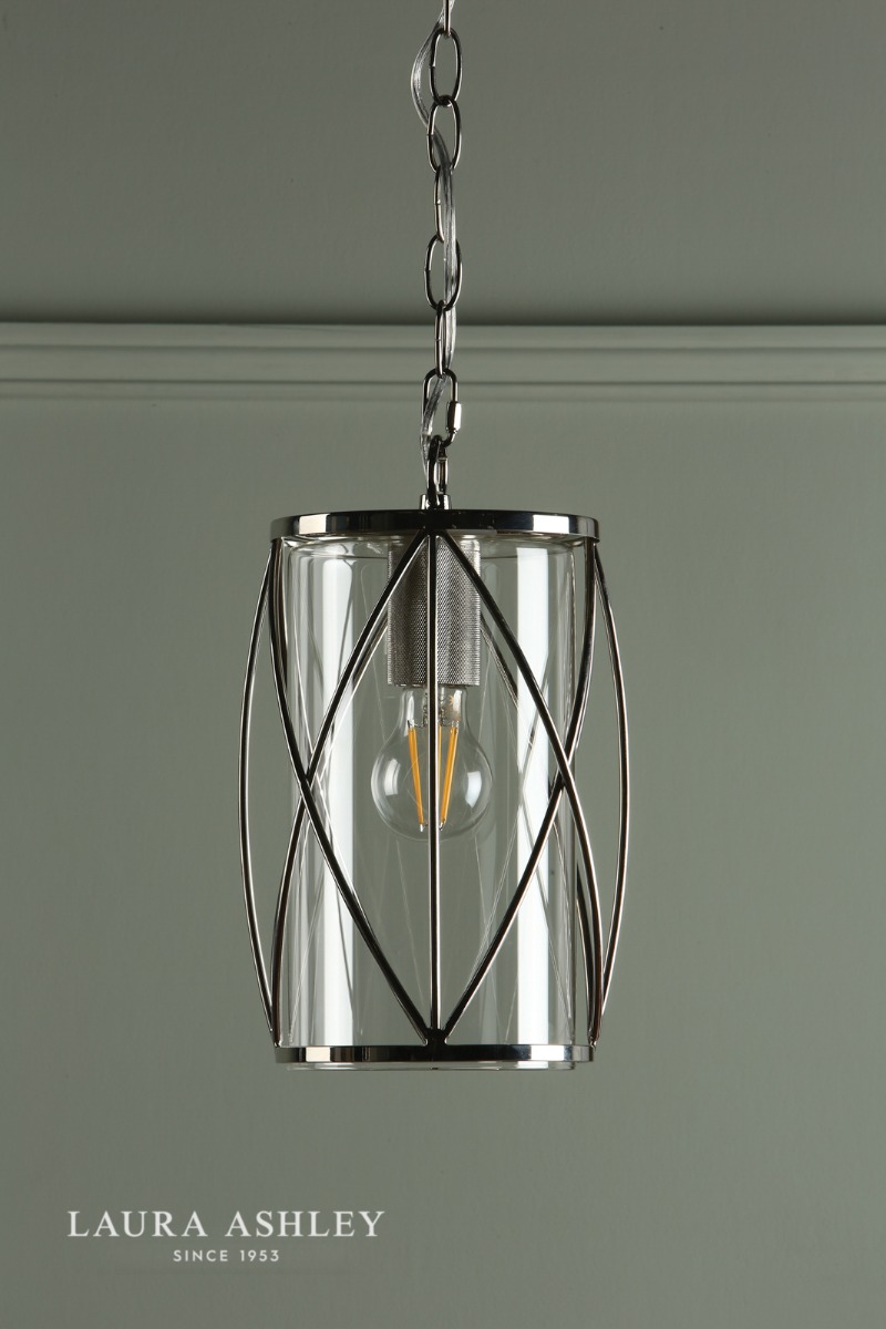 Laura Ashley Beckworth Lantern Polished Nickel Glass