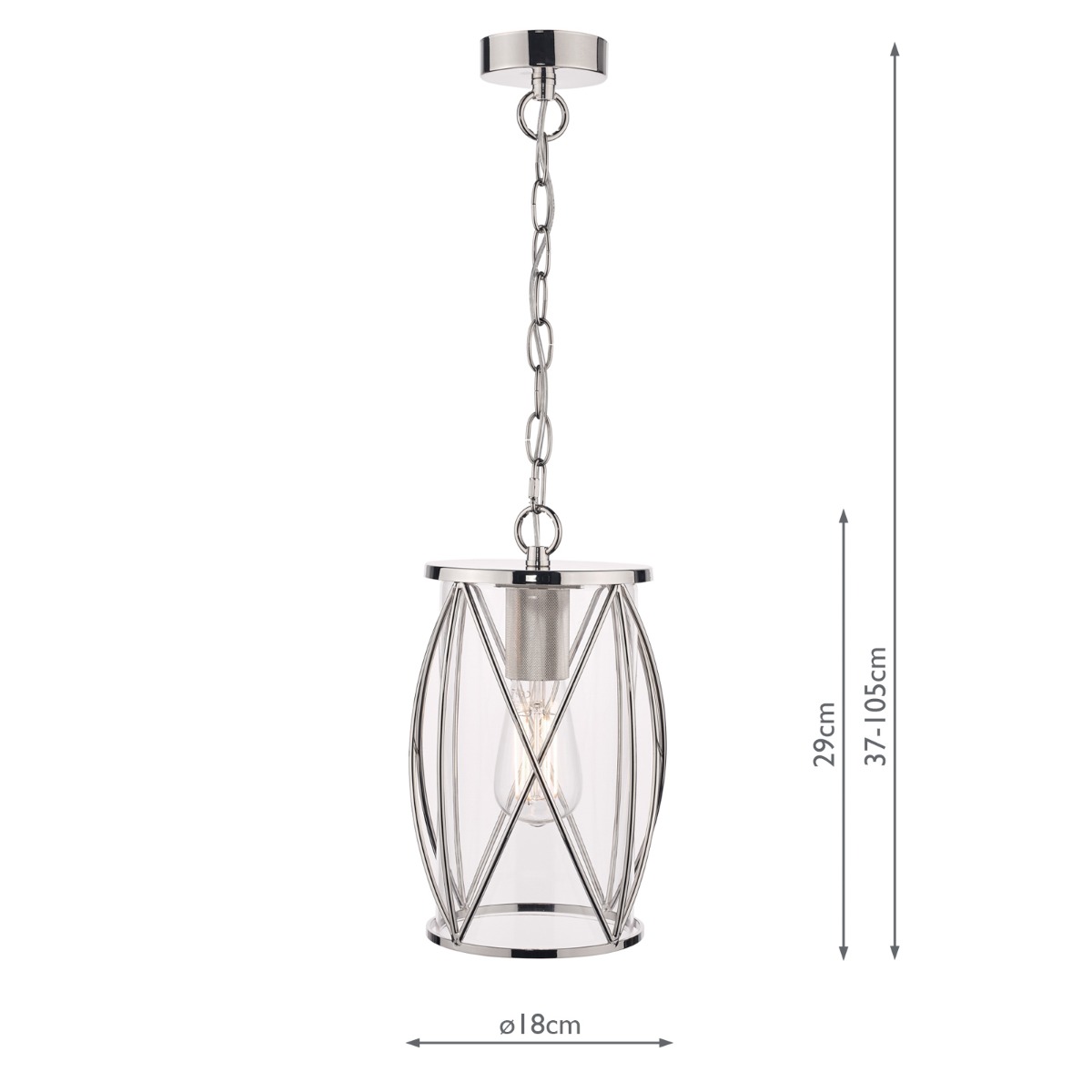 Laura Ashley Beckworth Lantern Polished Nickel Glass