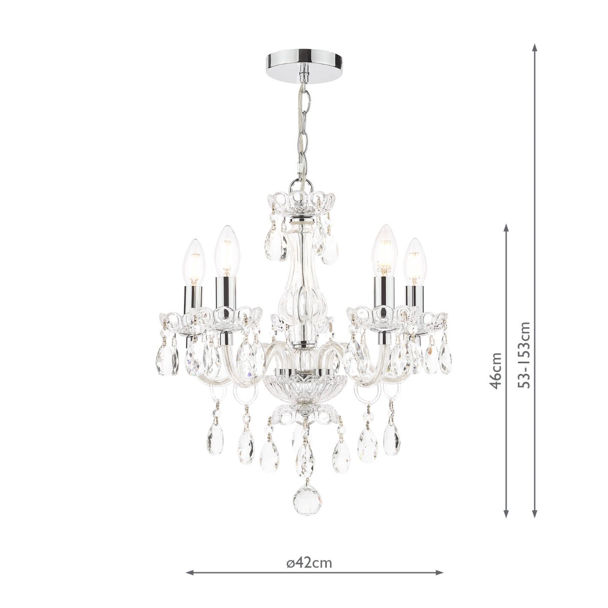 Laura Ashley Harriet 5 Light Chandelier Ribbed Glass and Polished Chrome
