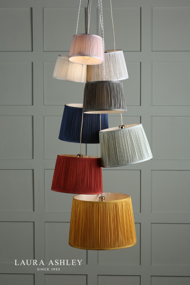 Laura Ashley Hemsley Pleated Silk Empire Drum Shade Midnight Blue 25cm/10 inch