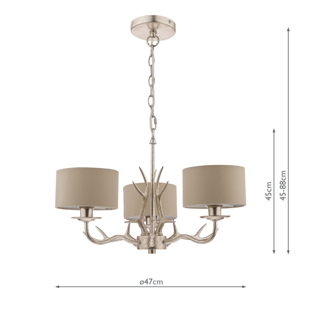 Laura Ashley Mulroy 3 Light Armed Pendant Champagne With Shade