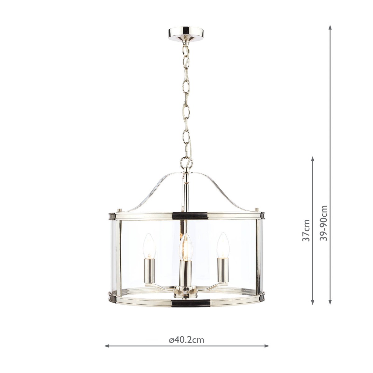 Laura Ashley Harrington 3 Light Pendant Polished Nickel and Glass