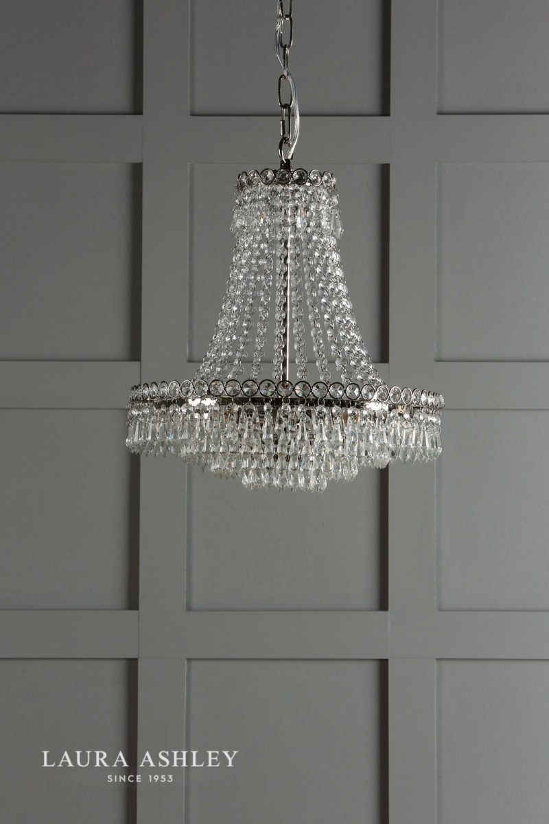 Laura Ashley Enid Grande 5lt Chandelier Polished Nickel & Glass