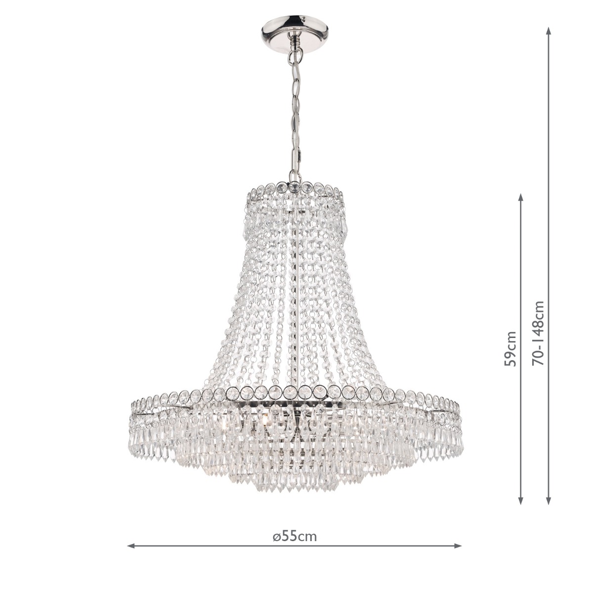 Laura Ashley Enid Grande 5lt Chandelier Polished Nickel & Glass