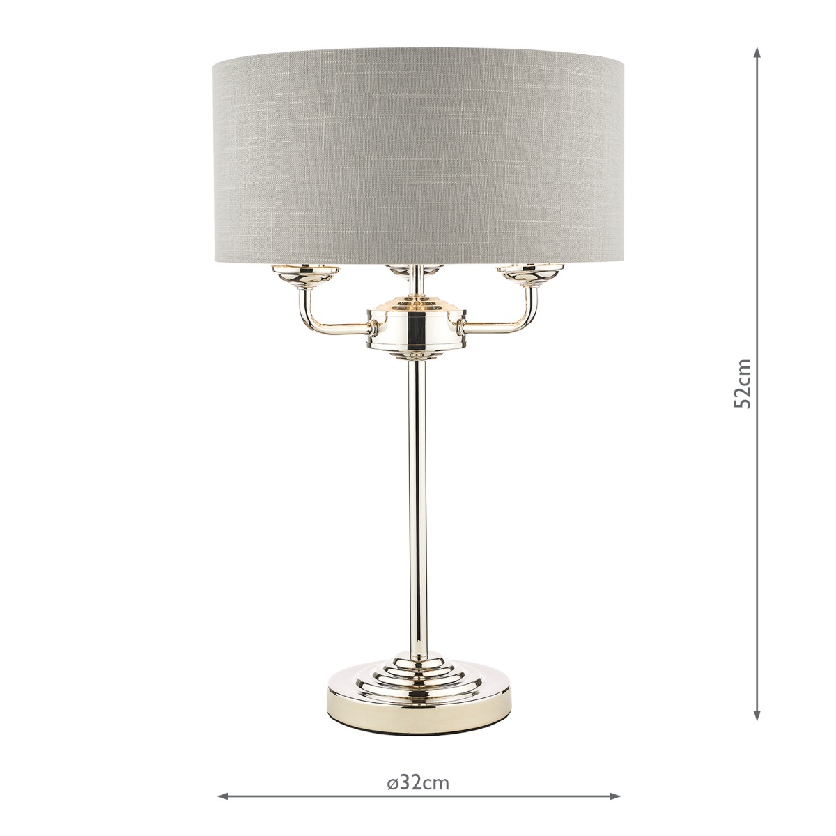 Laura Ashley Sorrento 3 Light Table Lamp Polished Nickel With Silver Shade