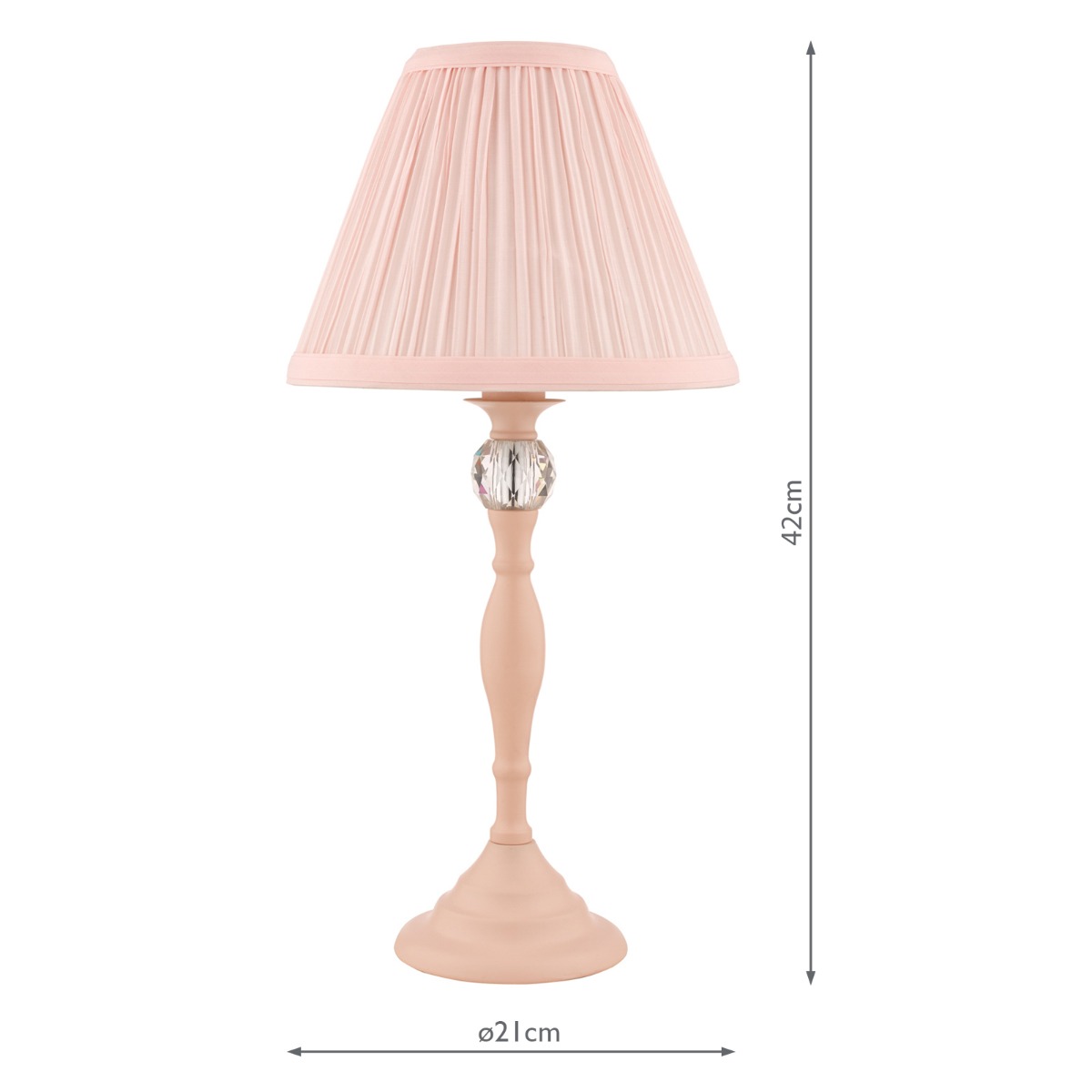 Laura Ashley Ellis Table Lamp Satin Pink and Crystal With Shade
