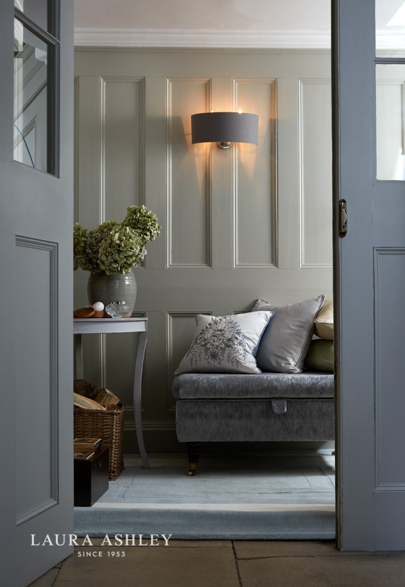 Laura Ashley Sorrento 2 Light Wall Light Polished Nickel With Charcoal Shade