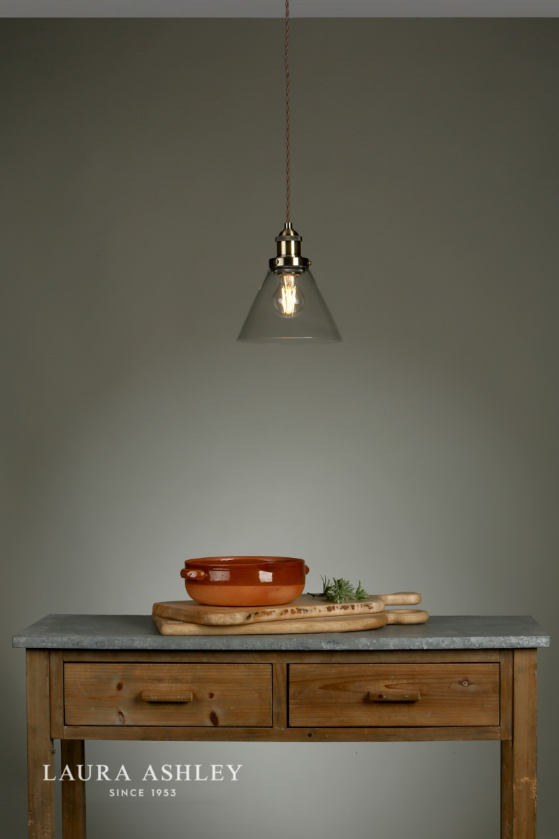Laura Ashley Isaac Pendant Antique Brass Glass