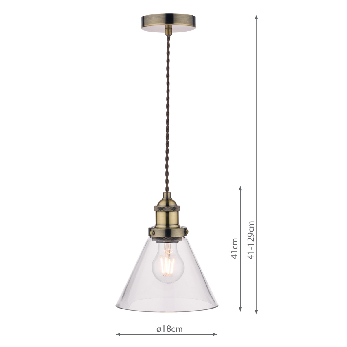 Laura Ashley Isaac Pendant Antique Brass Glass