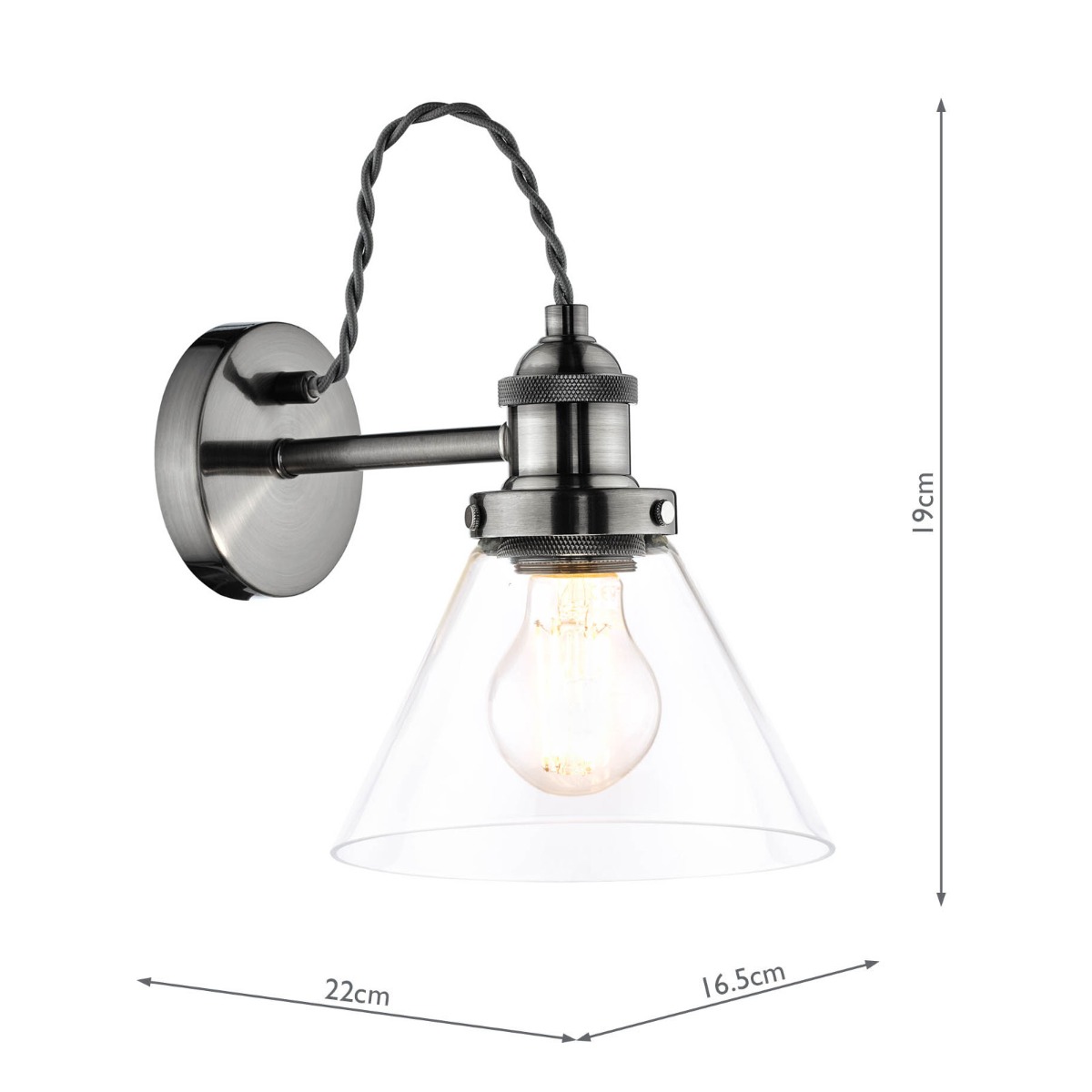 Laura Ashley Isaac Wall Light Satin Nickel Glass