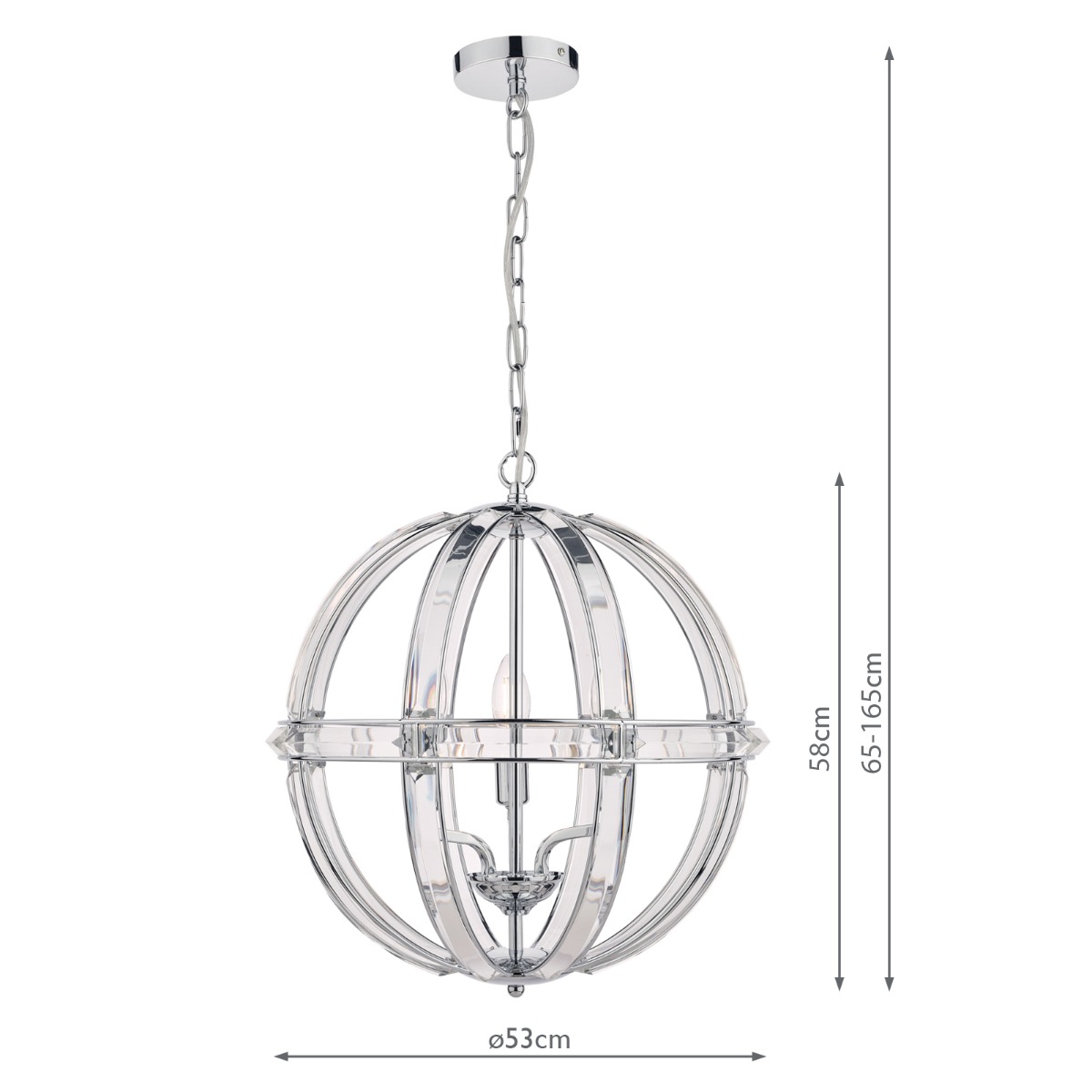 Laura Ashley Aidan 5lt Pendant Glass & Polished Chrome