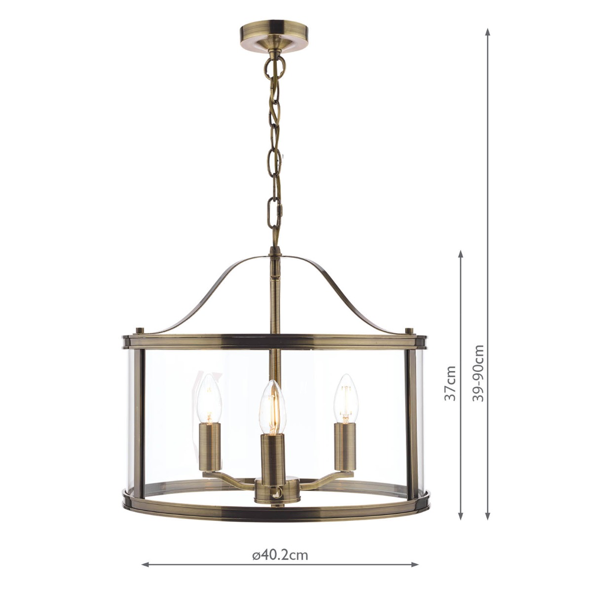 Laura Ashley Harrington 3 Light Pendant Antique Brass and Glass