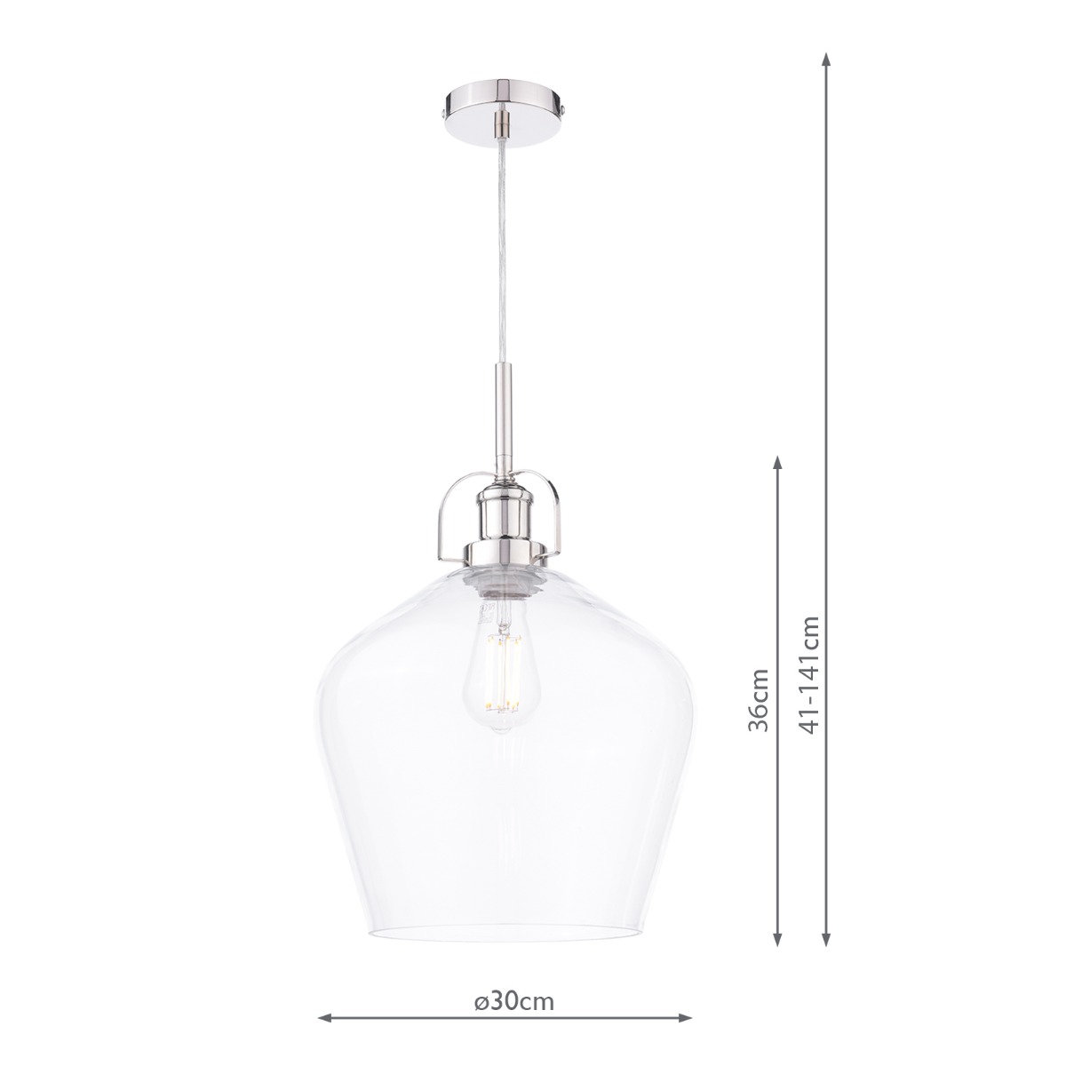 Laura Ashley Rye Pendant Polished Nickel Clear Glass