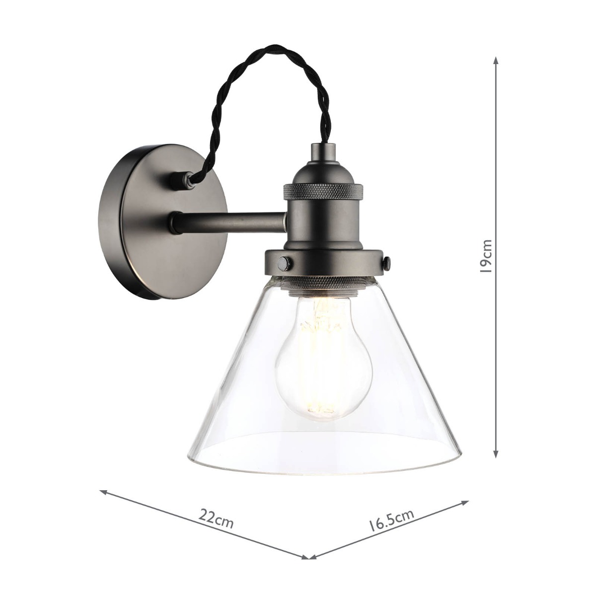 Laura Ashley Isaac Industrial Nickel 1 Light Wall Light