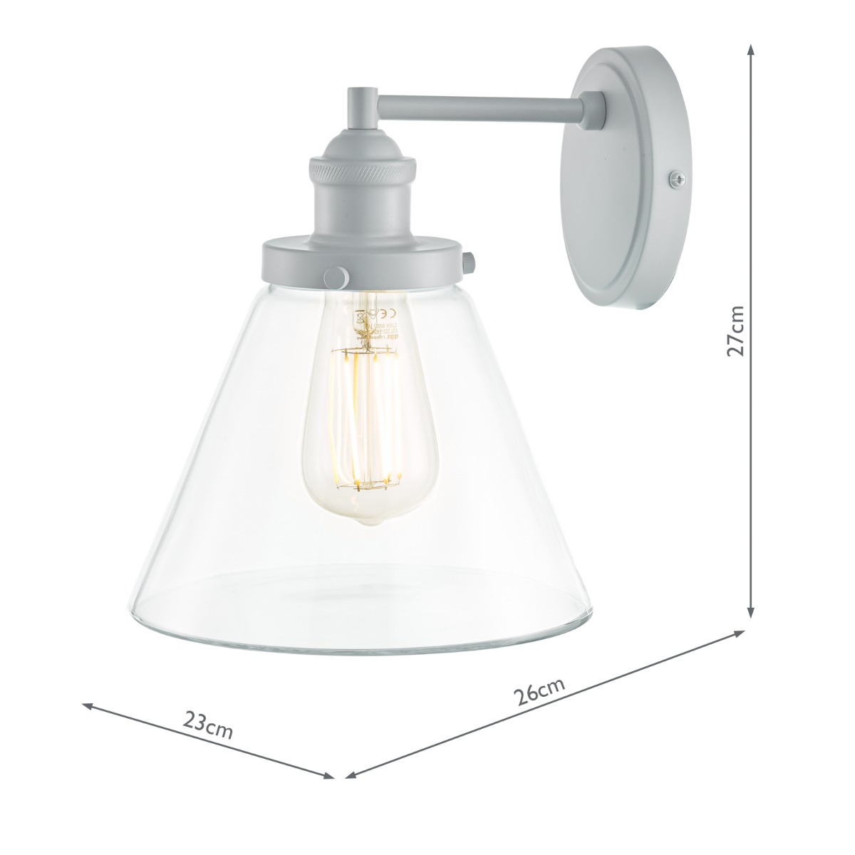 Laura Ashley Isaac Outdoor Wall Light Pale Slate Grey Glass IP44