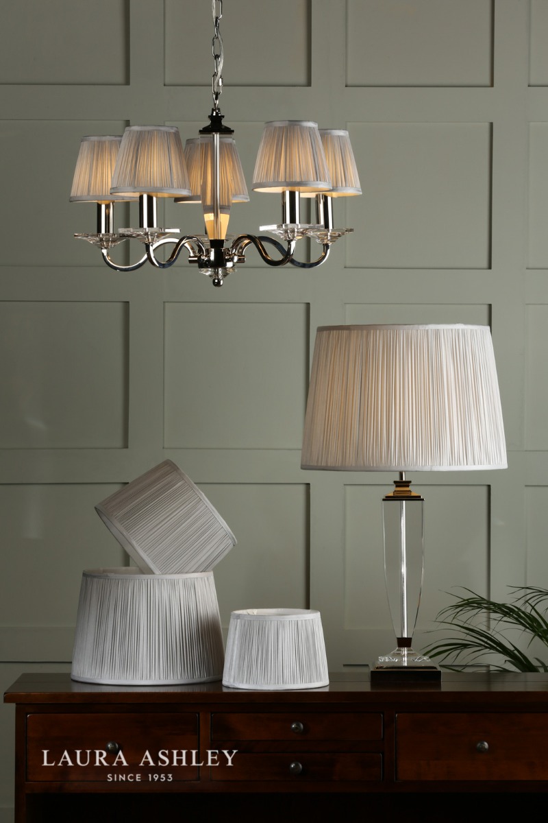 Laura Ashley Hemsley Pleated Silk Empire Drum Shade Silver 35cm/14 Inch