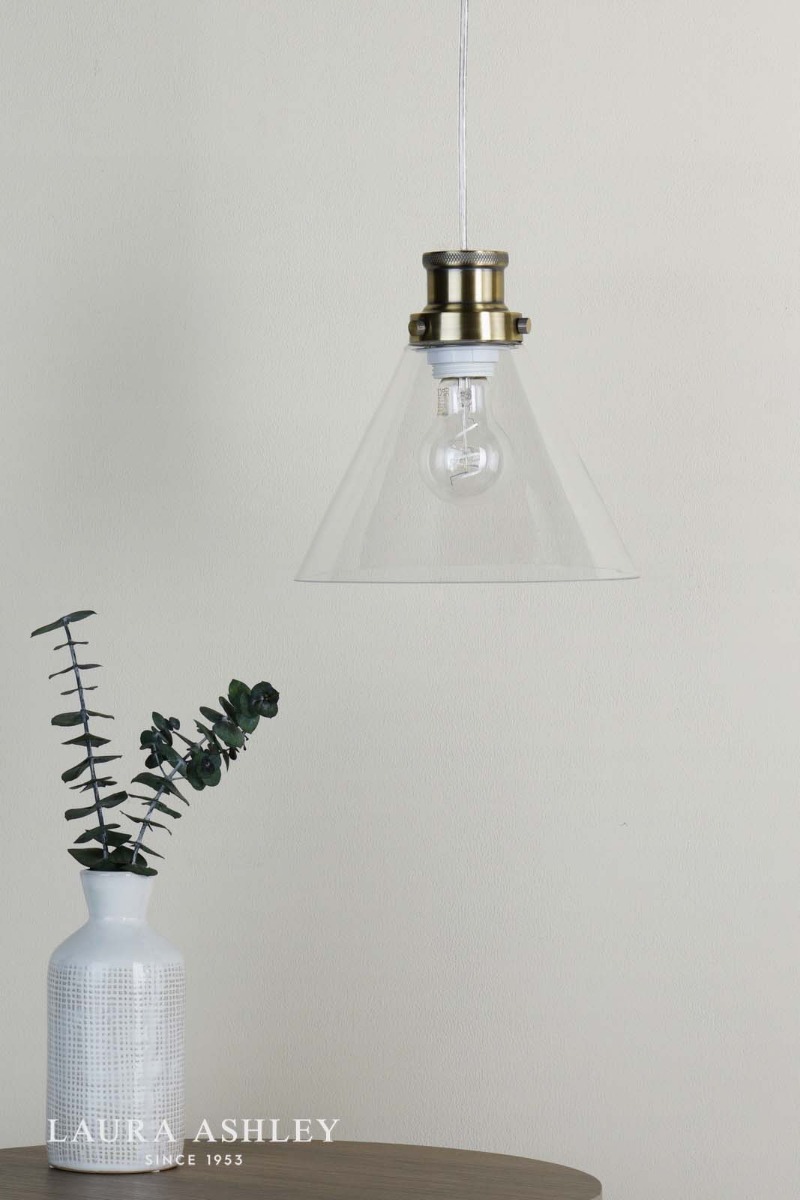 Laura Ashley Isaac Easy Fit Pendant Antique Brass and Glass